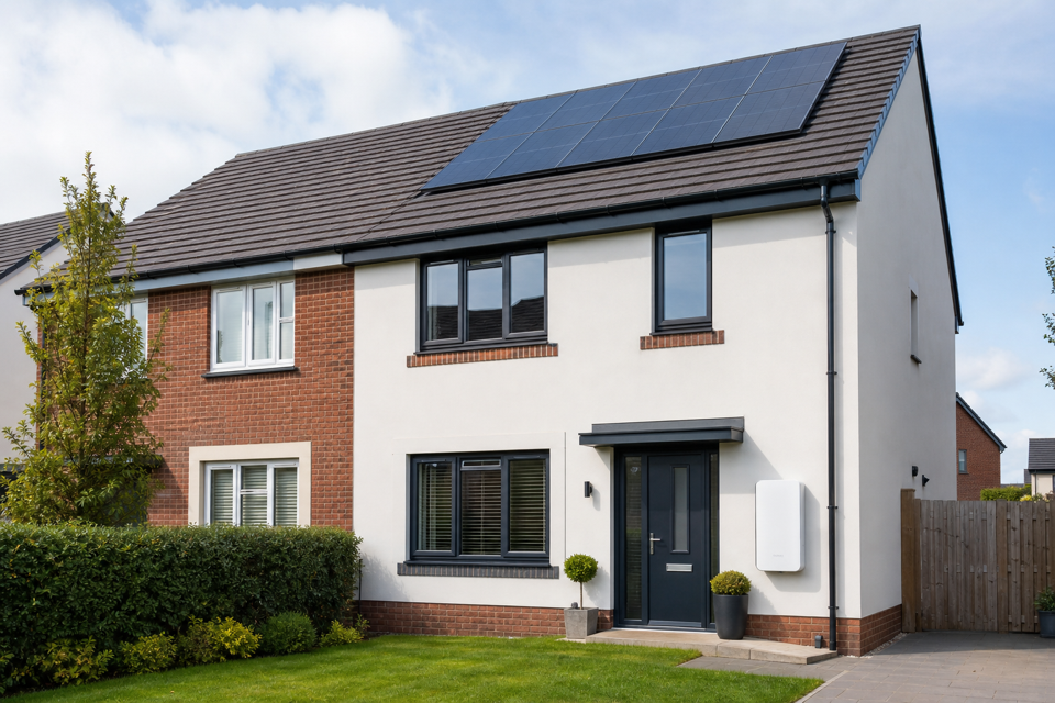 A UK home with rooftop solar panels